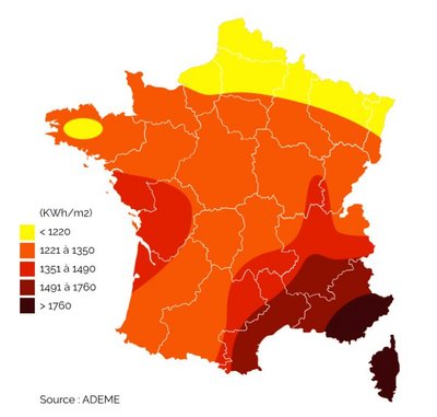 Carte du potentiel solaire en France